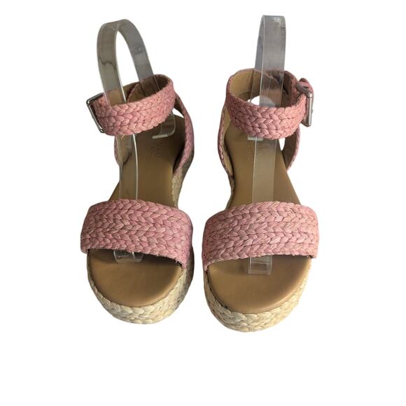 Polo Ralph Lauren Pink Bardot Espadrille Sandals platform summer spring sz 38 - Picture 1 of 11